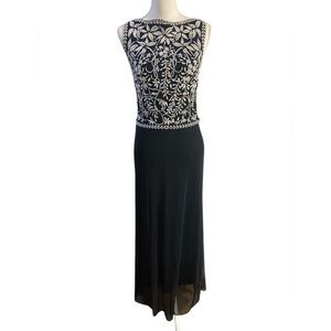 Tadashi Shoji Elegant Black and White Maxi Dress Small